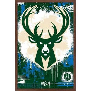 Trends International NBA Milwaukee Bucks - Maximalist Logo 23 Framed Wall Poster Prints - 1 of 4