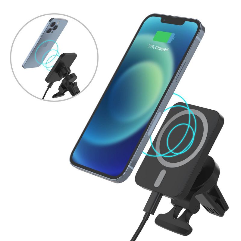 Just Wireless Magnetic Charging for MagSafe Charger Car Mount - Black, 6 of 8