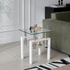 MAYEERTY 2 pieces White Tempered Clear Glass End Table, 2-Layers Small Table with Storage, Living Room Side Table - 4 of 4