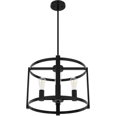 Astwood Matte Black 18" Drum Chandelier with Art Deco Detailing