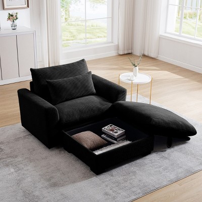 Corduroy Sofa Couch,Modular Sofa With Storage Ottoman,Deep Seat Couch,Sofa Couch For Living Room,Apartment-Cuddlewood