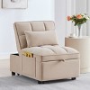 Single Pull Out Velvet Sofa Bed, Convertible Sleeper Chair with Storage Pocket & Adjustable Backrest for Apartment or Dorm-3irtyhousy - 2 of 4