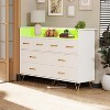 Dresser with 8 Drawers, Modern Wooden Storage Cabinet with LED Lights and Built-in Charging Station, Bedroom, Living Room, Entryway - 4 of 4