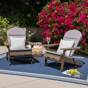 Christopher Knight Home Malibu Outdoor Acacia Wood Adirondack Chairs with Cushions (Set of 2) - 1 of 4