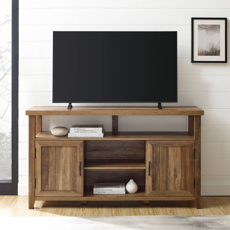 Modern Farmhouse Highboy Double Grooved Door TV Stand for TVs up to 65"  - Saracina Home, 5 of 12