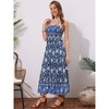 INSPIRE CHIC Women's Summer Spaghetti Strap A-Line Flowy Smocked Midi Boho Floral Sundresses - 4 of 4