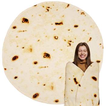 PAVILIA Burritos Tortilla Blanket, Double Sided Realistic Taco Wrap Adult Size, Funny Weird Cool Cute Fun Gag Gifts