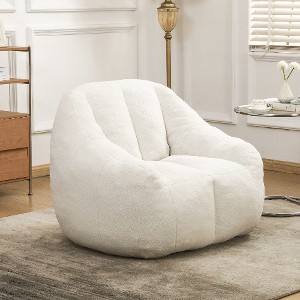 Lyngins Plush Faux Fur Bean Bag Chair, Lazy Chair with Tufted Soft Stuffed Filling, Ergonomic Accent Chair, Single Sofa Chair for Dorm/Apartment, - 1 of 4