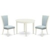 East West Furniture, 3 Piece Dining Table Set - 2 Dining Chair with High Back and 1 Dining Table - Linen White Finish - 2 of 4