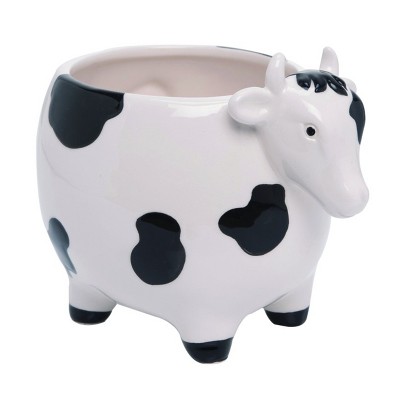 Transpac White Ceramic Farmhouse Cow Shape Planter Pot