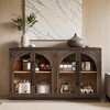 4-Door Large Storage Sideboard Buffet Cabinet with Glass Doors, Arched Cabinet with Adjustable Shelves- Leovsnove - 2 of 4