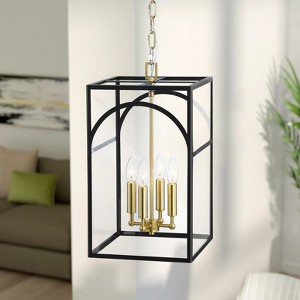Rennnsan Valdira 18"H 4-Light Rectangle Glass Industrial Dimmable Chandelier in Gold - 1 of 4