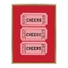 Kate & Laurel All Things Decor 18"x24" Cheers Pink Red Ticket Framed Canvas by Alli Standefer Bright Gold - 2 of 4
