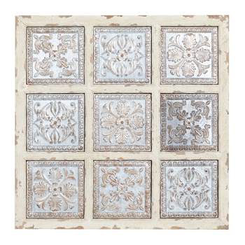 Metal Scroll Wall Decor with Embossed Details Beige - Olivia & May