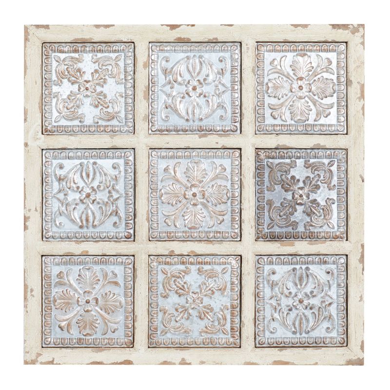 Metal Scroll Wall Decor with Embossed Details Beige - Olivia &#38; May, 1 of 23