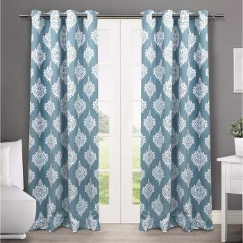 Set of 2 / Pair Medallion Blackout Thermal Grommet Top Window Curtain Panels Exclusive Home