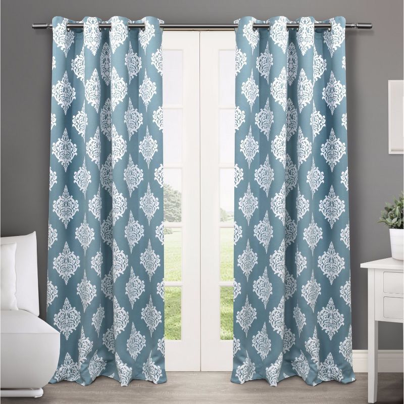 Set of 2 / Pair Medallion Blackout Thermal Grommet Top Window Curtain Panels Exclusive Home, 1 of 8