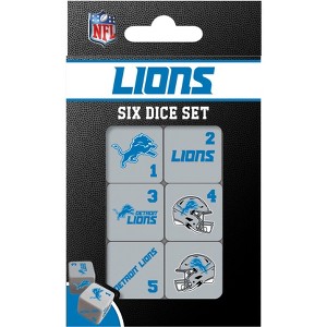 MasterPieces Officially Licensed NFL Detroit Lions - 6 Piece D6 Gaming Dice Set Ages 6 and Up - 1 of 3