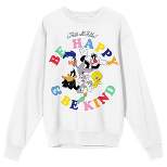 Looney Tunes “Be Happy & Be Kind” Characters Women’s White Crew Neck Sweatshirt