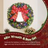 48" Pre-Lit Christmas Wreath with 3D Red Bow & 11 Lighting Modes for Door or Wall Décor - 4 of 4