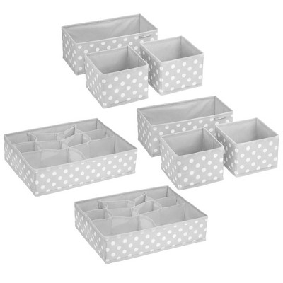 Image of mDesign Fabric Drawer Divider, Nursery Organizer - Set of 8 - 2 Pack Gray/White
