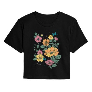 Women's - Instant Message - Wild Flowers Cropped Graphic T-Shirt