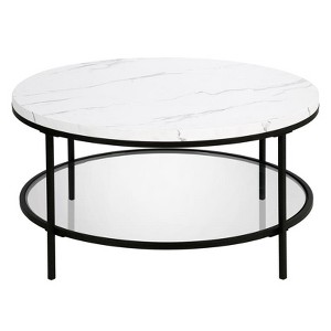 Black Bronze and Faux Marble Round Coffee Table - Henn&Hart - 1 of 4