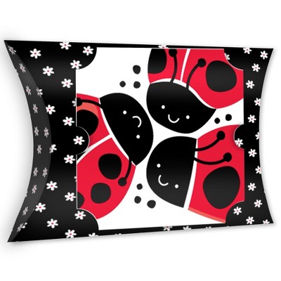 Big Dot of Happiness Happy Little Ladybug - Favor Gift Boxes - Baby Shower or Birthday Party Large Pillow Boxes - Set of 12