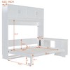 Queen Size Wall Murphy Bed Multifunctional Foldable Platform Bedframe with Desk, Storage Shelves and Big Cabinets, White/Gray-ModernLuxe - 3 of 4
