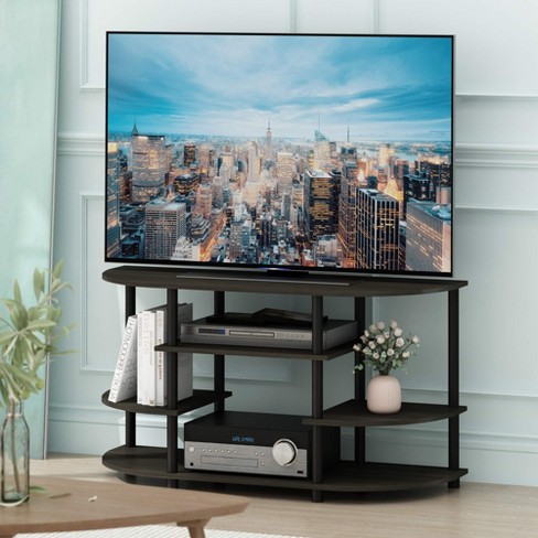 Homcom Small Corner Tv Stand Shelf For Up To 29 Inches, Home Entertainment  Center With Storage Shelves, Wooden & Steel, Living Room Storage, Gray :  Target