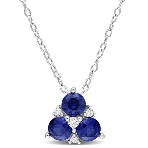 EVERLY JEWELRY | Sterling Silver Created Sapphire Fashion Pendant With Chain, 18-inch - 1 of 4
