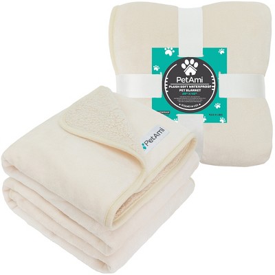 Medium Beige Waterproof Sherpa Fleece Dog Blanket
