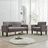 TYBOATLE 2-Piece Sofa Couch, Modern Linen Upholstered Sofa, 1 Loveseat & 1 Accent Chair Sofa with Deep Seats for Living Room,Light Gray - 3 of 4