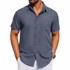 COOFANDY Men's Short Sleeve Button Down Shirt Casual Untucked Dress Shirt Stretch Denim Shirt - 3 of 4