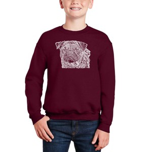 LA Pop Art Pug Face - Boy's Word Art Crewneck Sweatshirt - 1 of 3