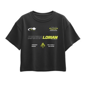 Girls' - The Mandalorian - Mando Jersey Short Sleeve Boxy Graphic T-Shirt - 1 of 1