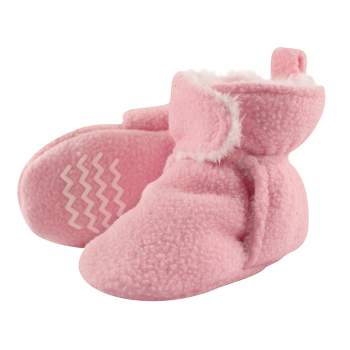Hudson Baby Infant and Toddler Girl Cozy Fleece and Faux Shearling Booties, Light Pink