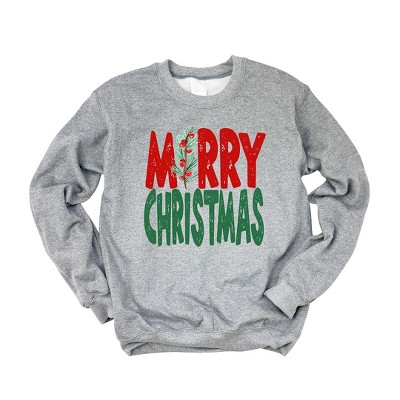 Simply Sage Market Women's Graphic Sweatshirt Red and Green Merry Christmas