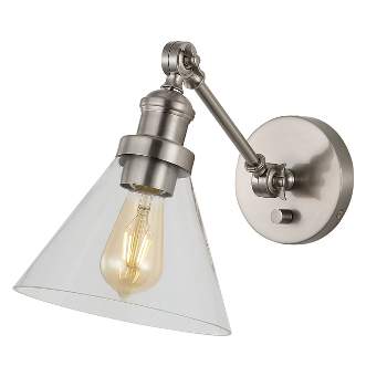8" LED Cowie Iron/Glass Adjustable Wall Sconce Nickel - JONATHAN Y