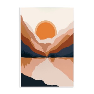 Stupell Industries Vibrant Orange Sunrise Minimal Mountain Lake Abstraction, 13" x 19" - 1 of 4