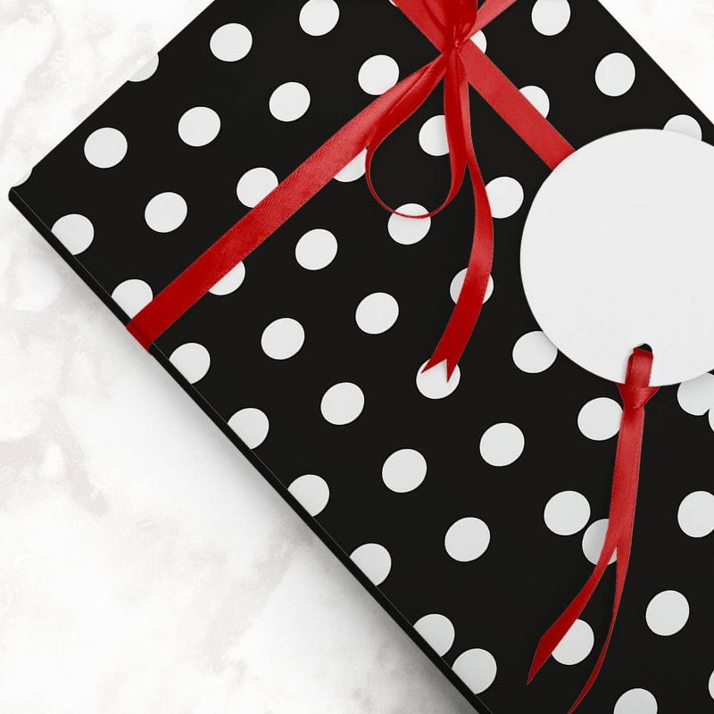 JAM Paper &#38; Envelope 2ct Dotted Gift Wrap Rolls Black/White, 6 of 7