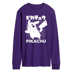 Men's - Pokémon - Pikachu Kanji Long Sleeve Graphic T-Shirt - 1 of 2
