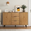 Sideboard Buffet Cabinet with Storage, Wood Coffee Bar Cabinet, 47.2" Kitchen Cabinet with 3 Drawers & 2 Doors, Kitchen Buffet Cabinet Cupboard Gray - 2 of 4