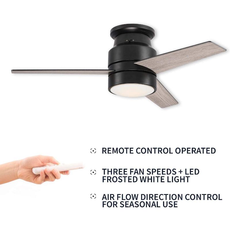 42" Matte Black Ceiling Fan with Frosted White Glass Light (Includes Remote)- Hearth Brands, 5 of 8