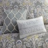 Sapphtopaz 6 Piece Comforter Set Elegant Cotton Sateen Pattern Print with Embroidered Details Reversible Oversized Cotton Quilt Set, Gray - 3 of 4