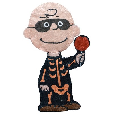 Charlie Brown Skeleton Pre-lit Halloween Decoration, 18 inches, Multicolor Plastic