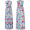 Women Strapless Floral Print Bohemian Boho Maxi Dress Casual Off Shoulder Beach Party Dress with Pockets - 4 of 4