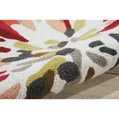 Ivory and Multicolor Cotton Synthetic 2'3" x 8' Area Rug