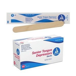 Dynarex 4314 Senior Tongue Depressors Sterile 6 in. Wood (Box of 100) - 1 of 4