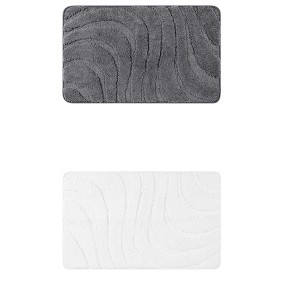Unique Bargains Microfiber Bathroom Floor Geometry Absorbent Non-Slip Washable Mats 2 Pcs - 1 of 4
